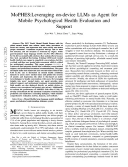 MoPHES:Leveraging on-device LLMs as Agent for Mobile Psychological Health Evaluation and Support