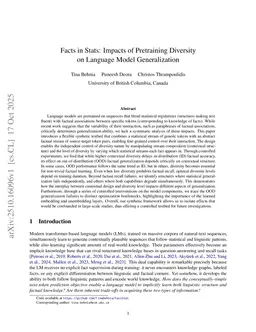 Facts in Stats: Impacts of Pretraining Diversity on Language Model Generalization