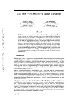 Zero-shot World Models via Search in Memory