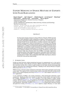 Expert Merging in Sparse Mixture of Experts with Nash Bargaining