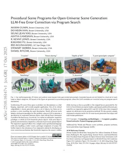 Procedural Scene Programs for Open-Universe Scene Generation: LLM-Free Error Correction via Program Search