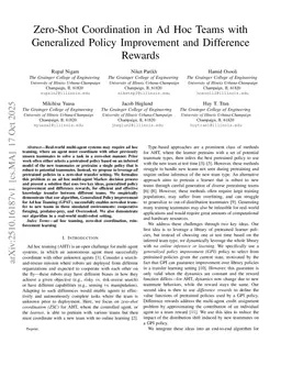 Zero-Shot Coordination in Ad Hoc Teams with Generalized Policy Improvement and Difference Rewards