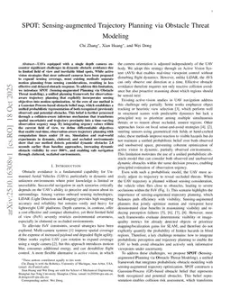 SPOT: Sensing-augmented Trajectory Planning via Obstacle Threat Modeling