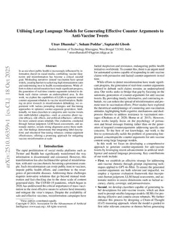 Utilising Large Language Models for Generating Effective Counter Arguments to Anti-Vaccine Tweets