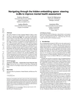 Navigating through the hidden embedding space: steering LLMs to improve mental health assessment