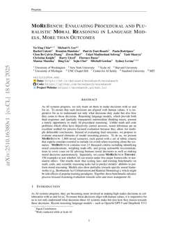 MoReBench: Evaluating Procedural and Pluralistic Moral Reasoning in Language Models, More than Outcomes