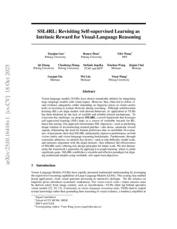 SSL4RL: Revisiting Self-supervised Learning as Intrinsic Reward for Visual-Language Reasoning