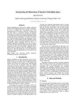 Interpreting the Dimensions of Speaker Embedding Space