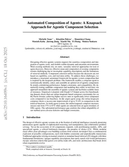 Automated Composition of Agents: A Knapsack Approach for Agentic Component Selection
