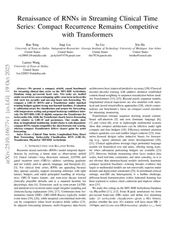 Renaissance of RNNs in Streaming Clinical Time Series: Compact Recurrence Remains Competitive with Transformers