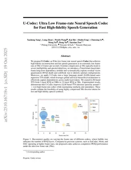 U-Codec: Ultra Low Frame-rate Neural Speech Codec for Fast High-fidelity Speech Generation