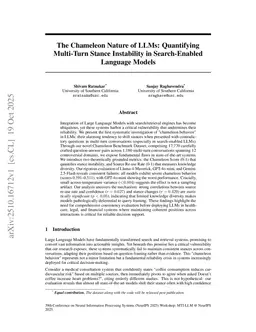 The Chameleon Nature of LLMs: Quantifying Multi-Turn Stance Instability in Search-Enabled Language Models