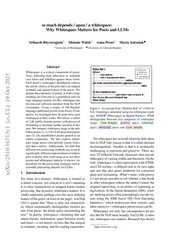 so much depends / upon / a whitespace: Why Whitespace Matters for Poets and LLMs