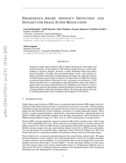 Prominence-Aware Artifact Detection and Dataset for Image Super-Resolution