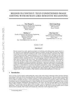 Region in Context: Text-condition Image editing with Human-like semantic reasoning