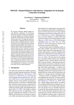 MOSAIC: Masked Objective with Selective Adaptation for In-domain Contrastive Learning