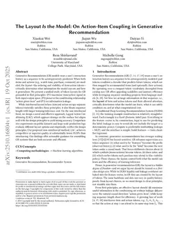 The Layout Is the Model: On Action-Item Coupling in Generative Recommendation