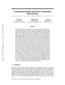 Computational Budget Should Be Considered in Data Selection