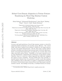 Robust Cross-Domain Adaptation in Texture Features Transferring for Wood Chip Moisture Content Prediction