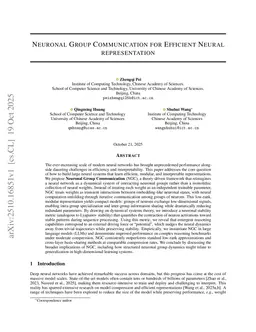Neuronal Group Communication for Efficient Neural representation
