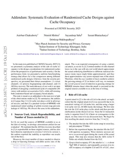 Addendum: Systematic Evaluation of Randomized Cache Designs against Cache Occupancy