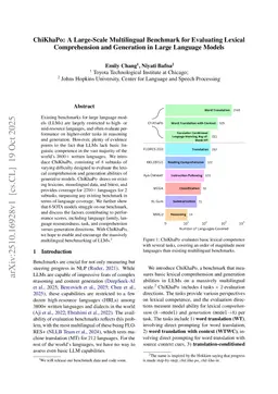ChiKhaPo: A Large-Scale Multilingual Benchmark for Evaluating Lexical Comprehension and Generation in Large Language Models
