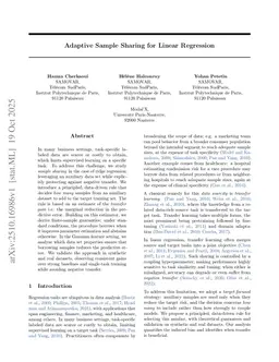Adaptive Sample Sharing for Linear Regression
