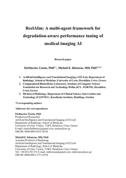 ReclAIm: A multi-agent framework for degradation-aware performance tuning of medical imaging AI