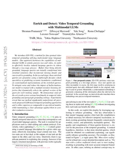 Enrich and Detect: Video Temporal Grounding with Multimodal LLMs