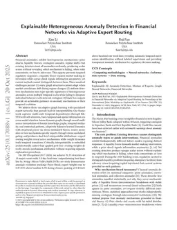 Explainable Heterogeneous Anomaly Detection in Financial Networks via Adaptive Expert Routing
