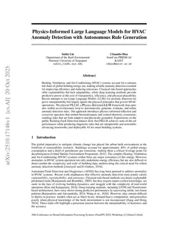 Physics-Informed Large Language Models for HVAC Anomaly Detection with Autonomous Rule Generation
