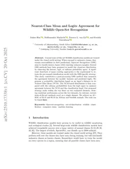 Nearest-Class Mean and Logits Agreement for Wildlife Open-Set Recognition