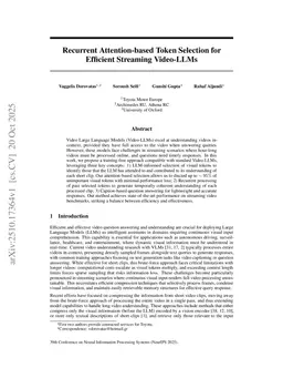 Recurrent Attention-based Token Selection for Efficient Streaming Video-LLMs