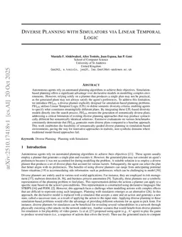 Diverse Planning with Simulators via Linear Temporal Logic