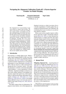 Navigating the Alignment-Calibration Trade-off: A Pareto-Superior Frontier via Model Merging