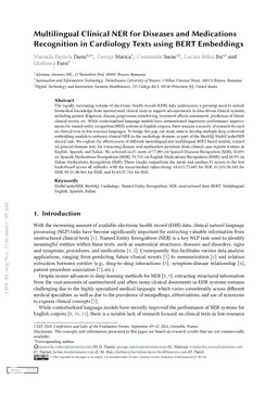 Multilingual Clinical NER for Diseases and Medications Recognition in Cardiology Texts using BERT Embeddings