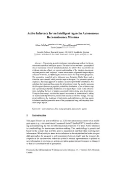 Active Inference for an Intelligent Agent in Autonomous Reconnaissance Missions