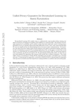 Unified Privacy Guarantees for Decentralized Learning via Matrix Factorization