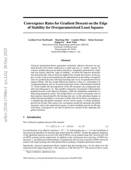 Convergence Rates for Gradient Descent on the Edge of Stability in Overparametrised Least Squares