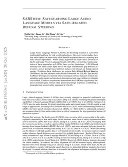 SARSteer: Safeguarding Large Audio Language Models via Safe-Ablated Refusal Steering