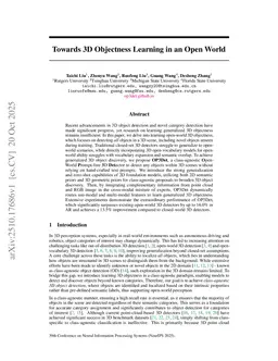 Towards 3D Objectness Learning in an Open World