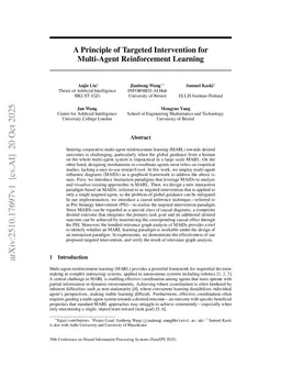 A Principle of Targeted Intervention for Multi-Agent Reinforcement Learning