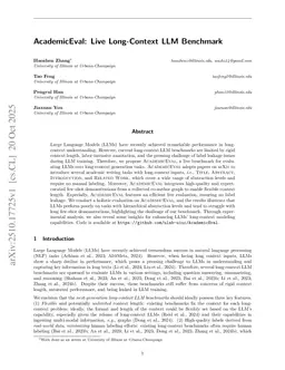 AcademicEval: Live Long-Context LLM Benchmark