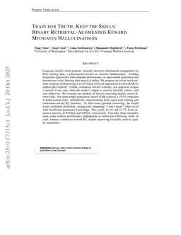 Train for Truth, Keep the Skills: Binary Retrieval-Augmented Reward Mitigates Hallucinations