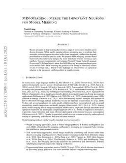 MIN-Merging: Merge the Important Neurons for Model Merging