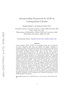 Interpretability Framework for LLMs in Undergraduate Calculus