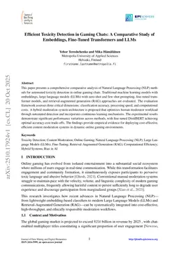 Efficient Toxicity Detection in Gaming Chats: A Comparative Study of Embeddings, Fine-Tuned Transformers and LLMs