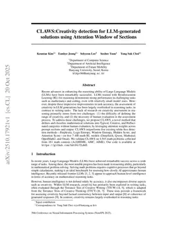 CLAWS:Creativity detection for LLM-generated solutions using Attention Window of Sections
