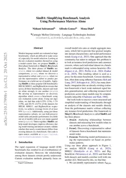 SimBA: Simplifying Benchmark Analysis Using Performance Matrices Alone