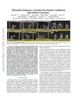 Humanoid Goalkeeper: Learning from Position Conditioned Task-Motion Constraints